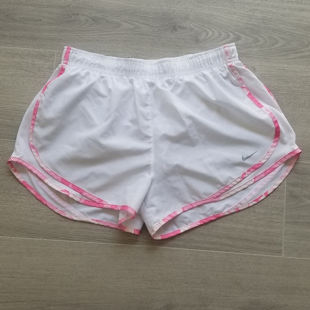 Like NEW White Nike Running Shorts Pink Trim Sz M